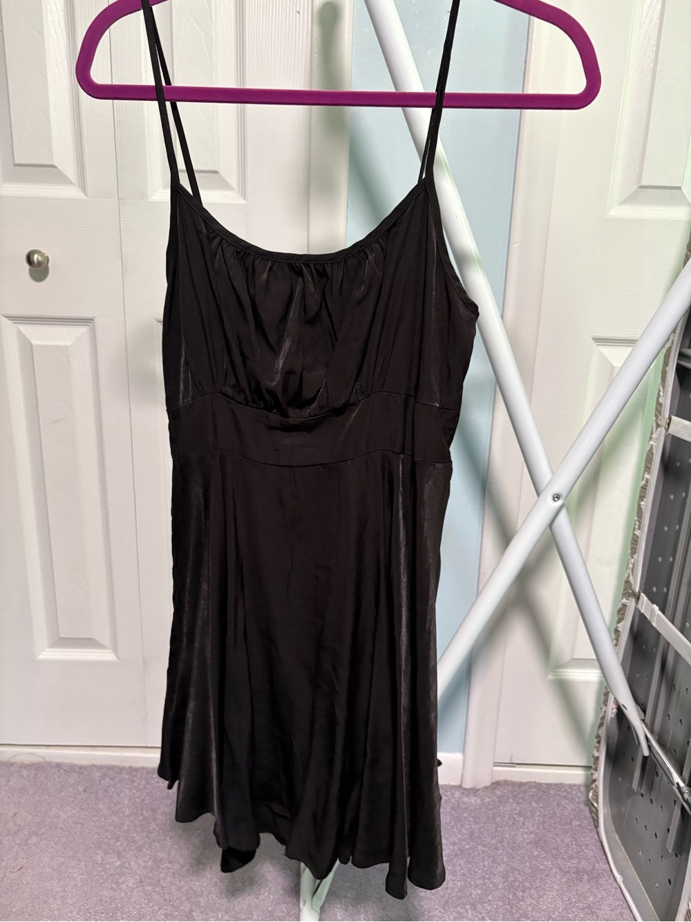 Shein Black Satin Slip Dress with Spaghetti Straps Size M Petite